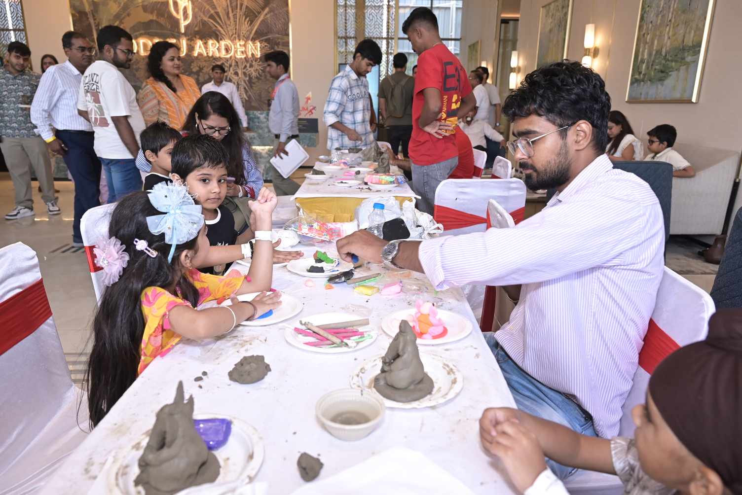 Handcrafted clay Ganpati idols sculpted by community residents at Godrej Arden Ganesh Utsav