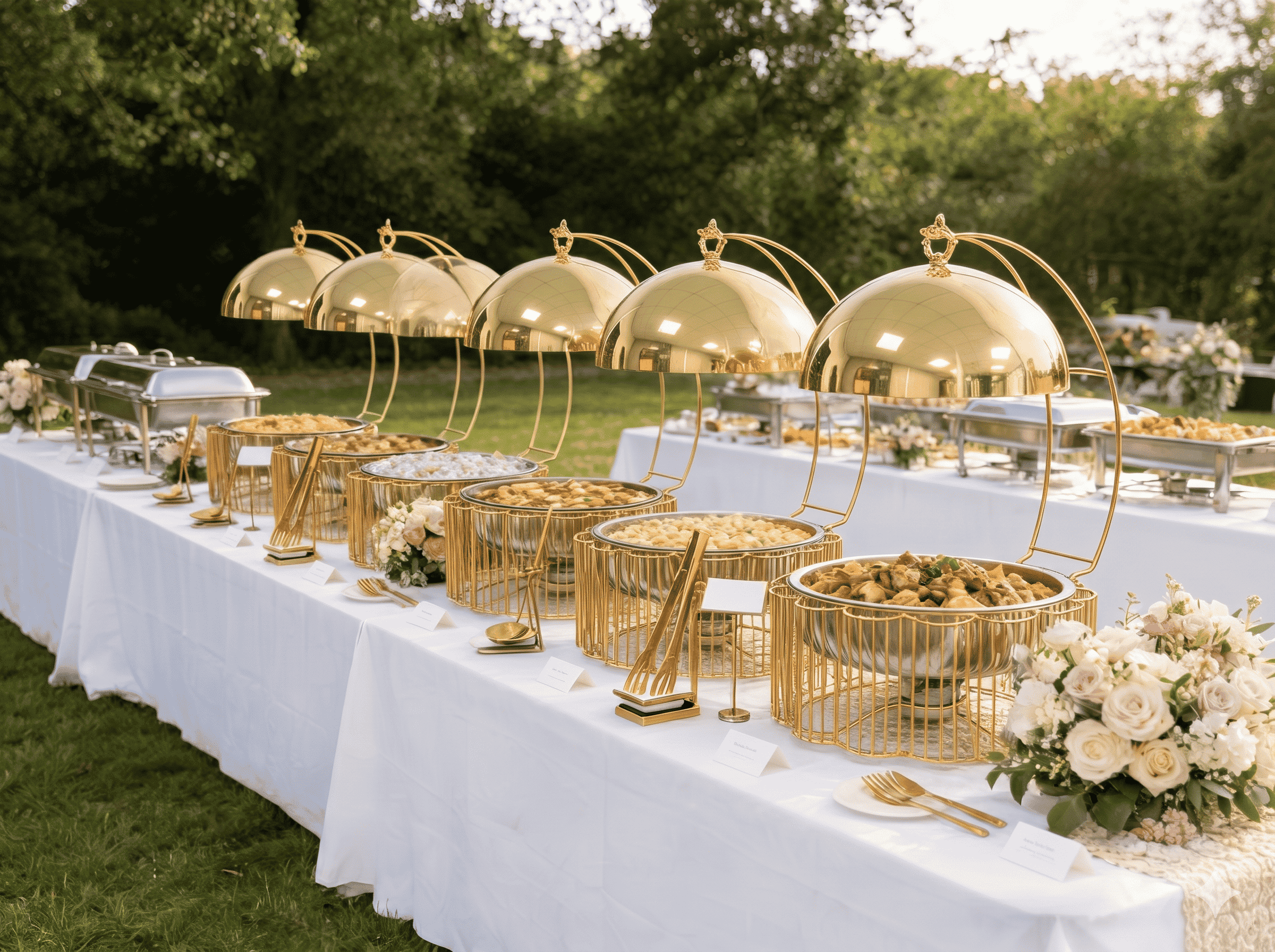 Outdoor catering setup for a corporate event by Primar Partners