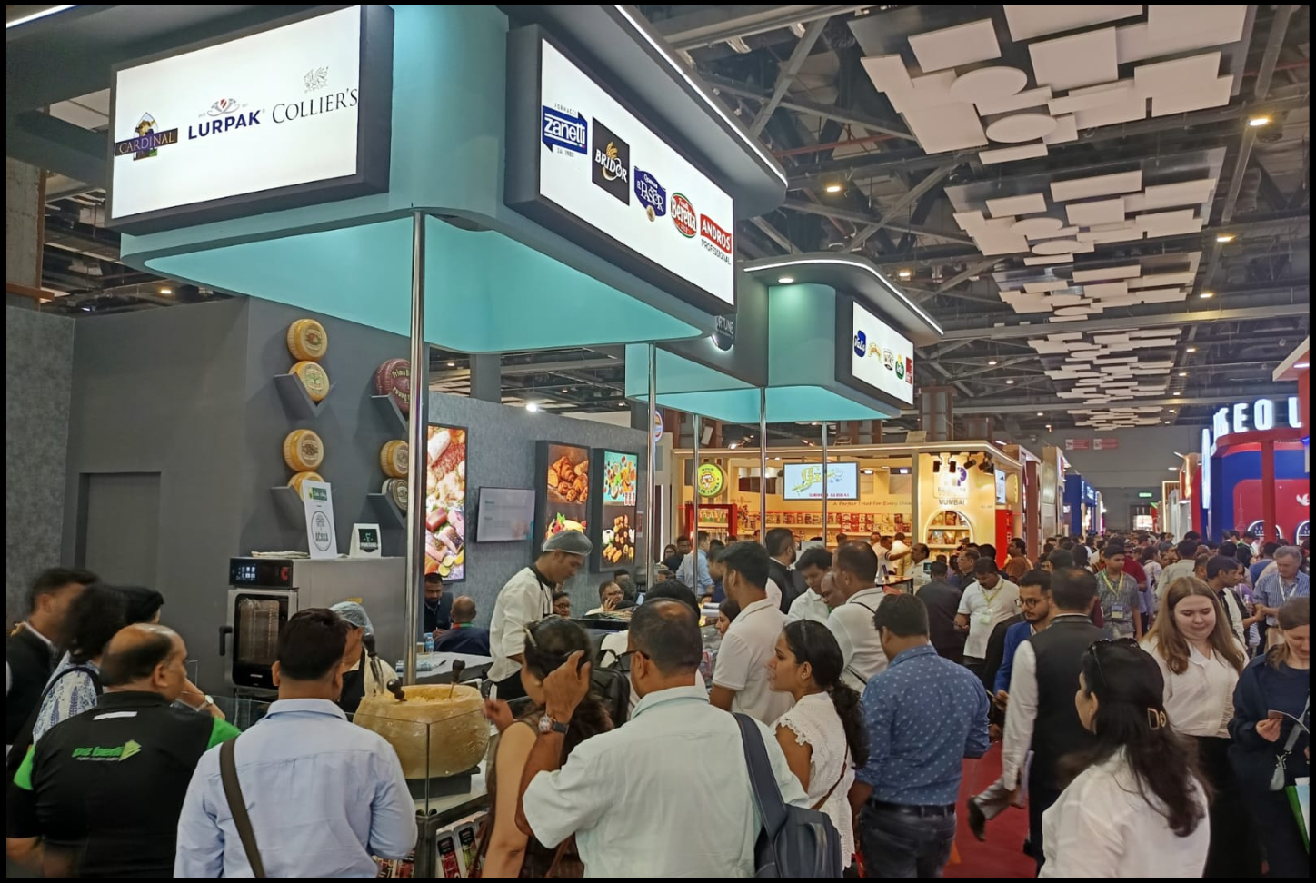 Exhibition stall with lighting effects and brand-focused design