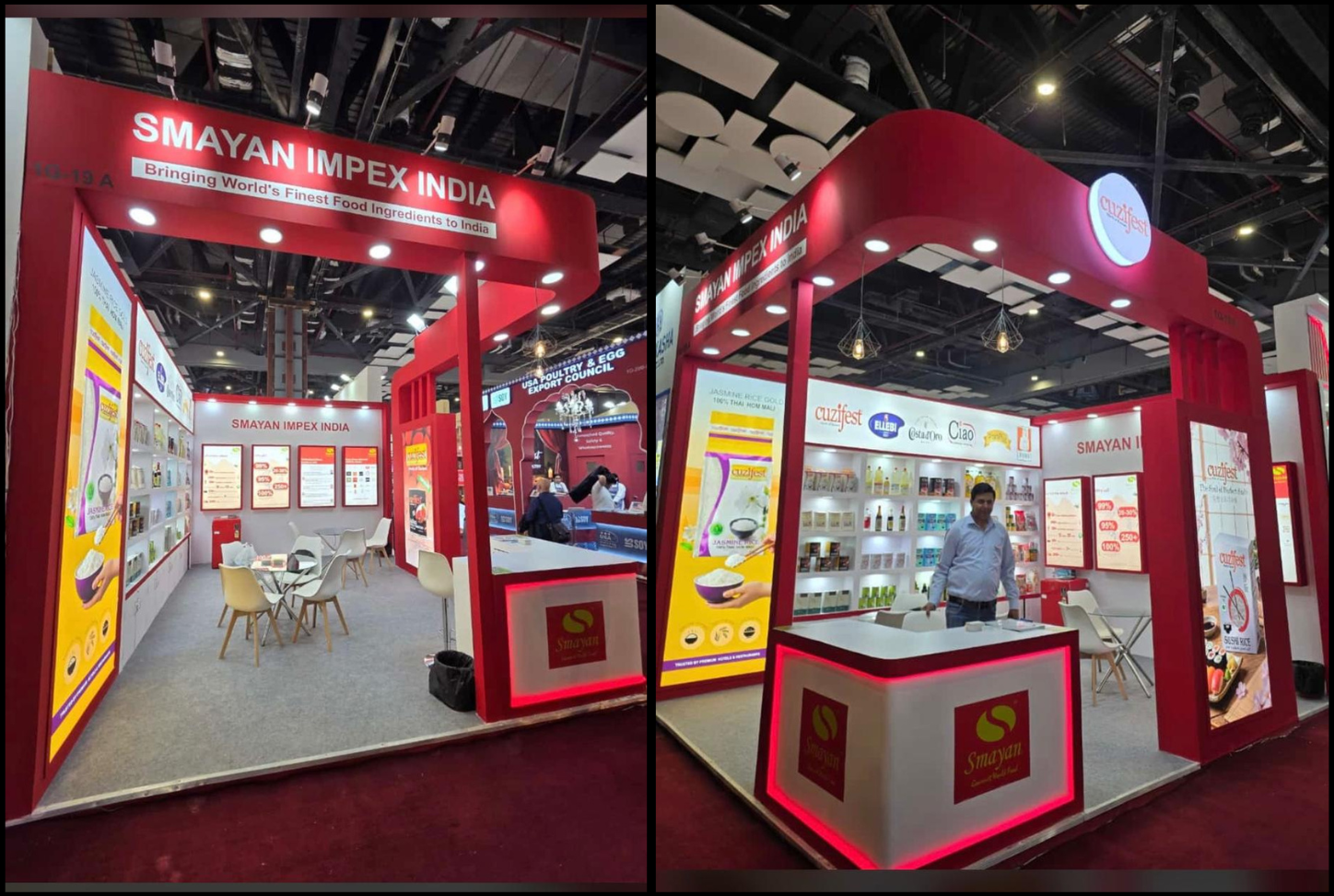 Professional exhibition setup with open layout and visitor interaction space